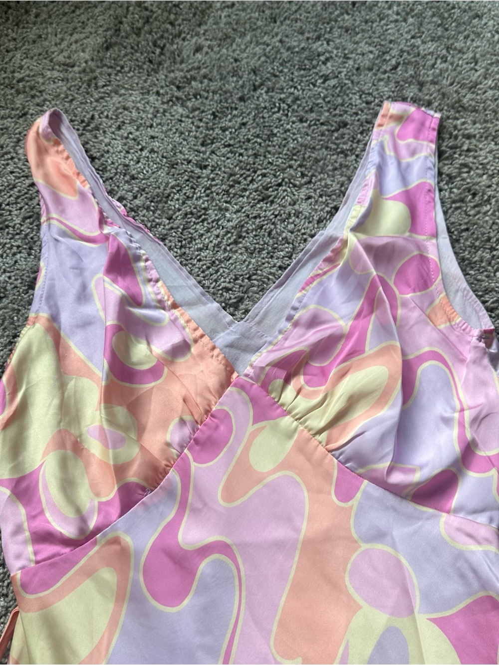 Peppermayo Pink Lavender & Peach Abstract Wrap Mini Dress - Picture 4 of 5